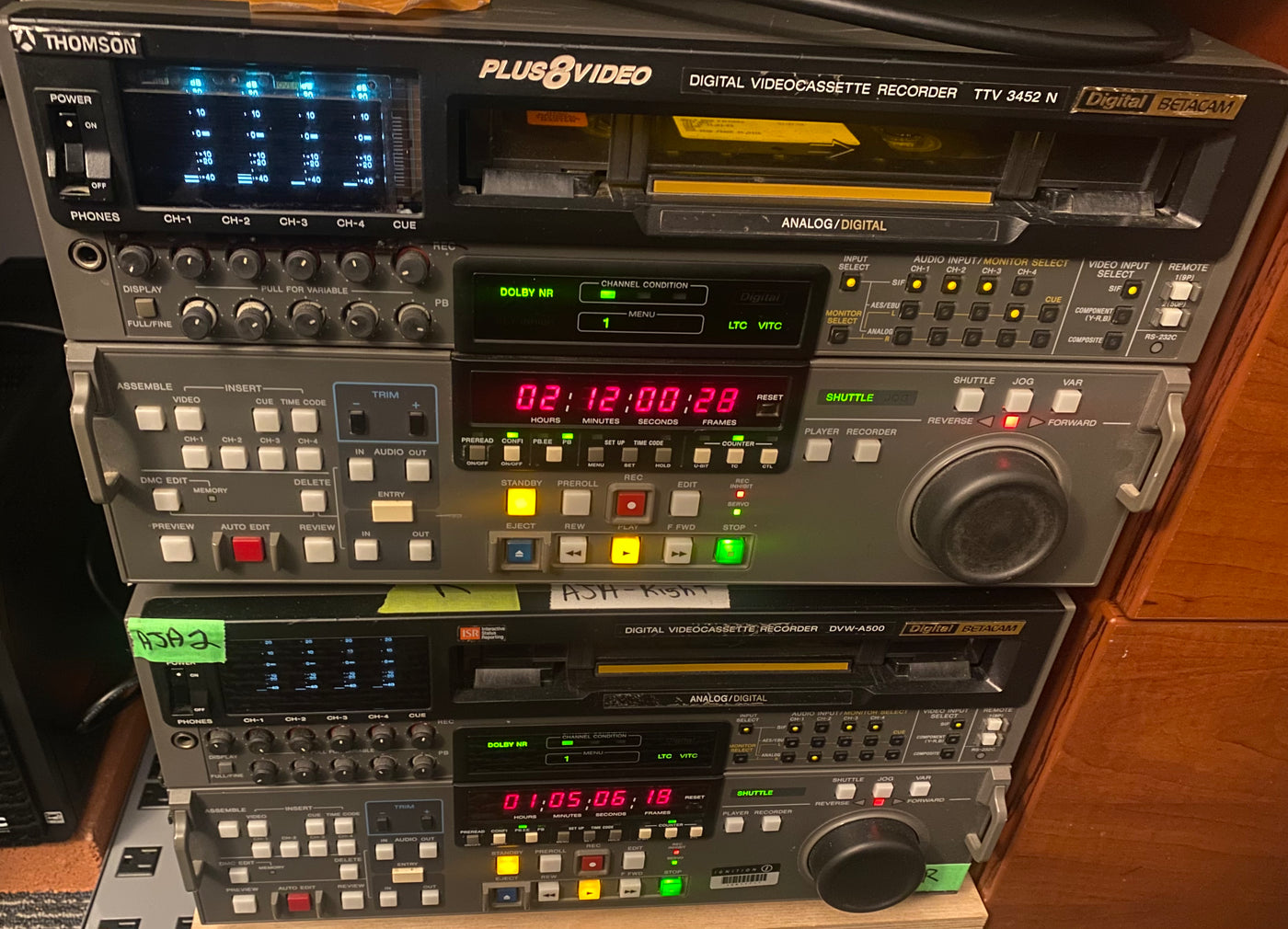 Videotape decks used to digitize the Nalu Vault's tapes
